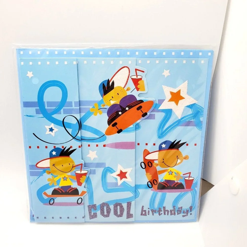 Magi Design London Large Glitter Blank Cool Birthday Greeting Card Skateboarding